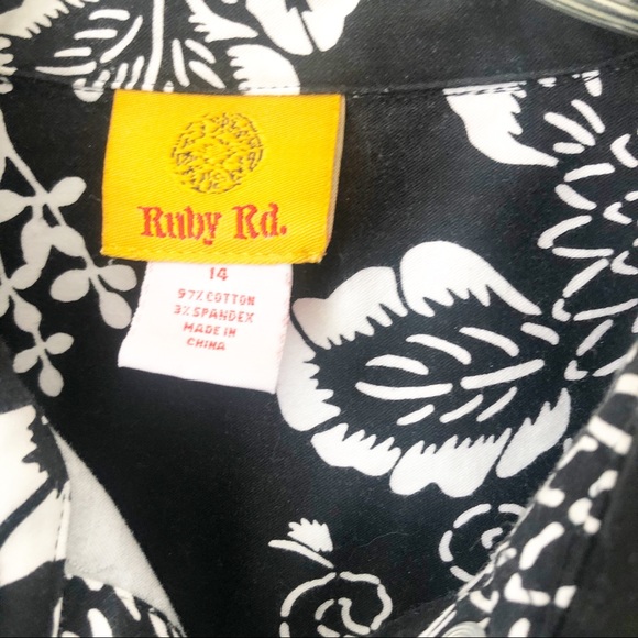 RUBY RD 🖤🤍🖤 black white FLORAL jacket SZ 14 - Picture 4 of 10